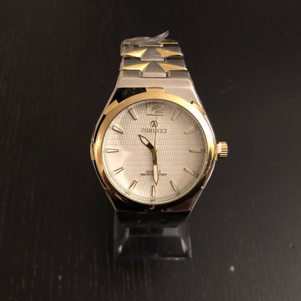 Perucci Men Watch Stainless Quartz Vintage Gold Color Brand New For Men’s